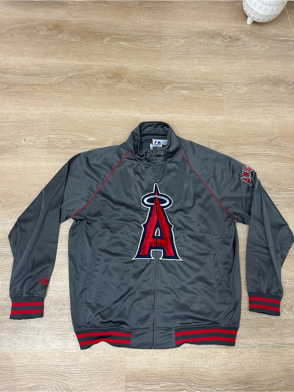 Majestic MLB Anaheim Angels Track Jacket Men’s XL Tall LT Grey Full Zip